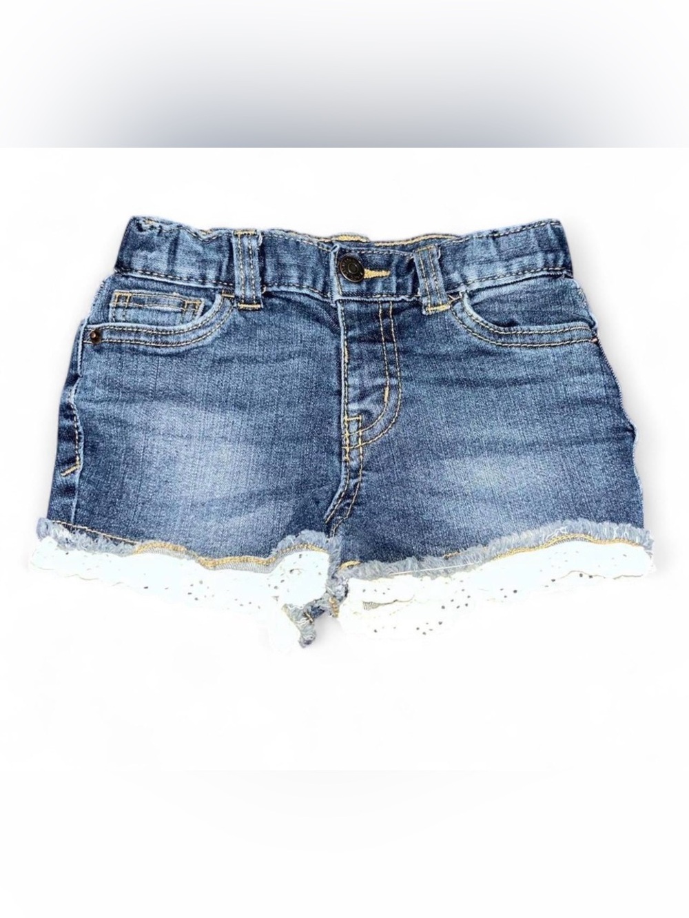 Cat & Jack Denim Shorts with White Lace Trim - Blue